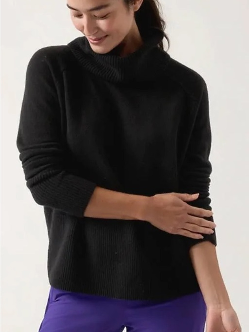 Athleta Black Alpine Cozy Cowlneck Sweater